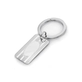Sterling Silver Rectangle Engine-Turned Key Ring